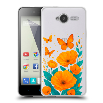 Силиконовый чехол на ZTE Blade L3 с принтом цветы бабочки