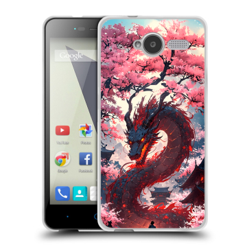 Силиконовый чехол на ZTE Blade L3 с принтом Дракон Японский Силиконовый чехол на ZTE Blade L3 с принтом Дракон Японский