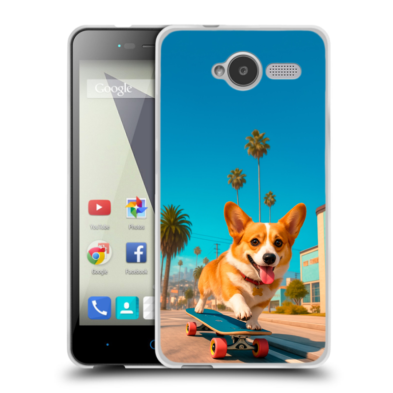 Силиконовый чехол на ZTE Blade L3 с принтом Корги на скейте Силиконовый чехол на ZTE Blade L3 с принтом Корги на скейте