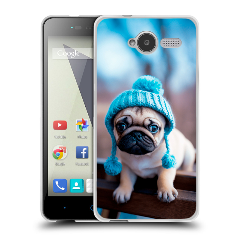Силиконовый чехол на ZTE Blade L3 с принтом Мопс в шапке Силиконовый чехол на ZTE Blade L3 с принтом Мопс в шапке