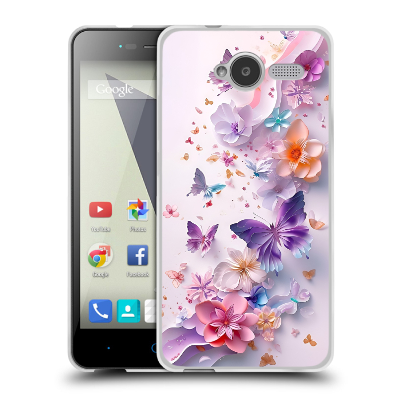 Пластиковый чехол на ZTE Blade L3 с принтом цветы бабочки Пластиковый чехол на ZTE Blade L3 с принтом цветы бабочки