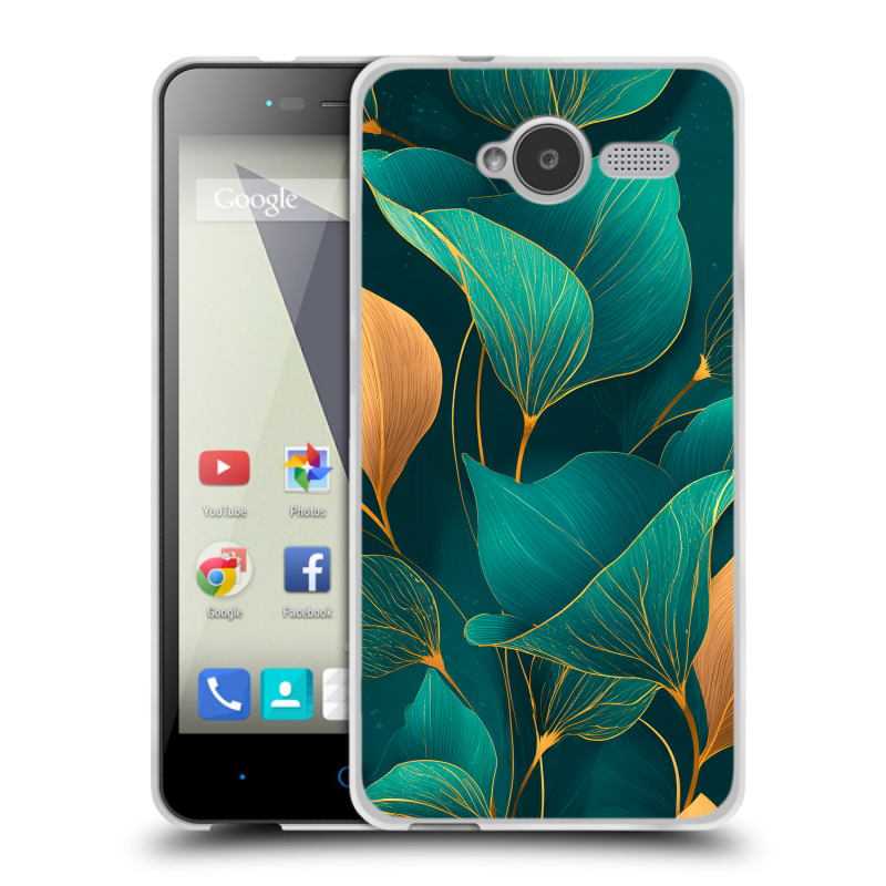 Силиконовый чехол на ZTE Blade L3 с принтом Листья и золото Силиконовый чехол на ZTE Blade L3 с принтом Листья и золото