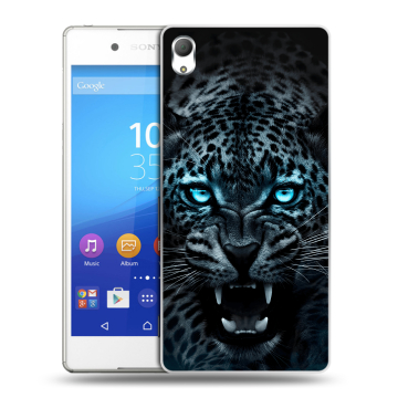 Пластиковый чехол на Sony Xperia Z3+ с принтом Темный леопард Пластиковый чехол на Sony Xperia Z3+ с принтом Темный леопард