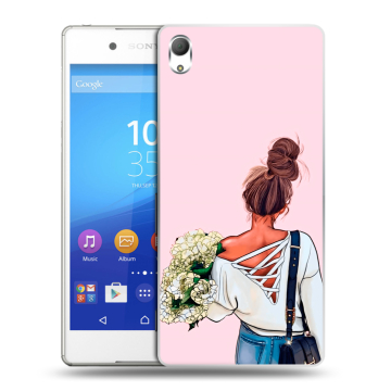 Пластиковый чехол на Sony Xperia Z3+ с принтом Девушка и букет Пластиковый чехол на Sony Xperia Z3+ с принтом Девушка и букет