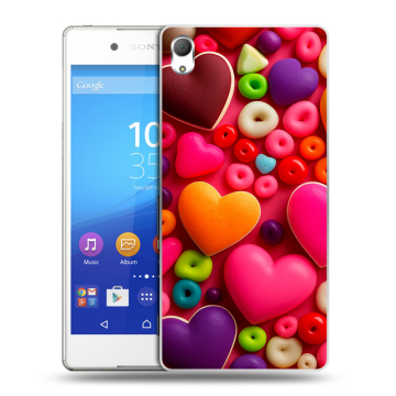 Пластиковый чехол на Sony Xperia Z3+ с принтом Сердечки Пластиковый чехол на Sony Xperia Z3+ с принтом Сердечки