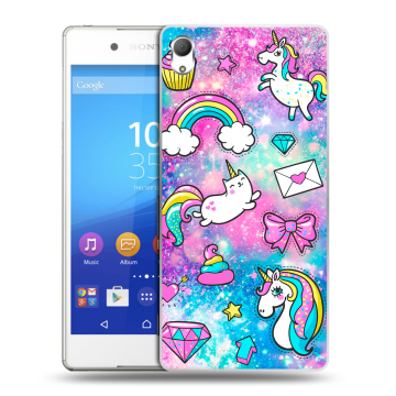 Пластиковый чехол на Sony Xperia Z3+ с принтом Единороги