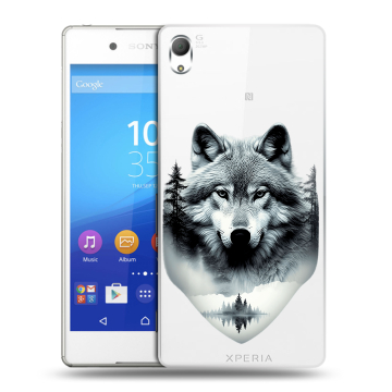Пластиковый чехол на Sony Xperia Z3+ с принтом Волк в лесу