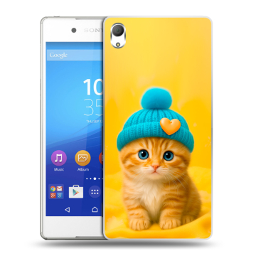 Пластиковый чехол на Sony Xperia Z3+ с принтом Котенок в шапке Пластиковый чехол на Sony Xperia Z3+ с принтом Котенок в шапке