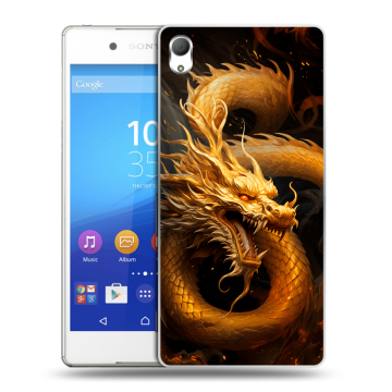 Пластиковый чехол на Sony Xperia Z3+ с принтом Золотой дракон Пластиковый чехол на Sony Xperia Z3+ с принтом Золотой дракон