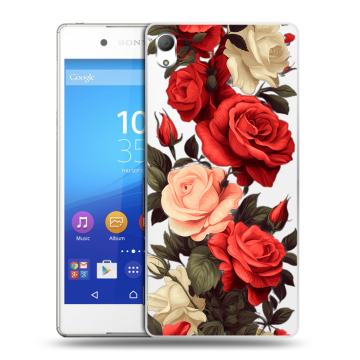 Пластиковый чехол на Sony Xperia Z3+ с принтом Розы