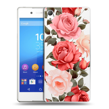 Пластиковый чехол на Sony Xperia Z3+ с принтом Розы