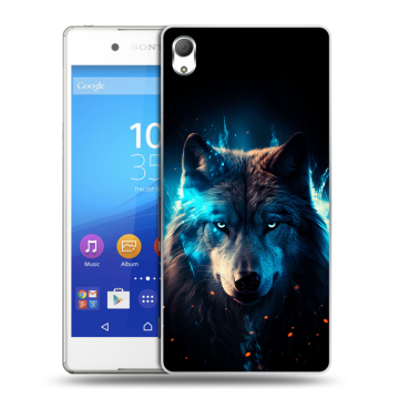 Пластиковый чехол на Sony Xperia Z3+ с принтом Волк ночной