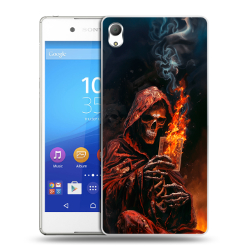 Пластиковый чехол на Sony Xperia Z3+ с принтом Скелет и карты