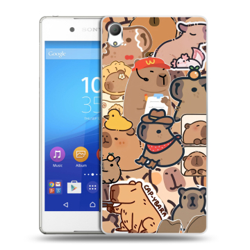 Пластиковый чехол на Sony Xperia Z3+ с принтом капибара Пластиковый чехол на Sony Xperia Z3+ с принтом капибара