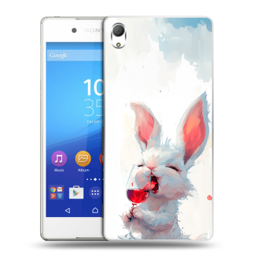 Пластиковый чехол на Sony Xperia Z3+ с принтом кролик зайчик