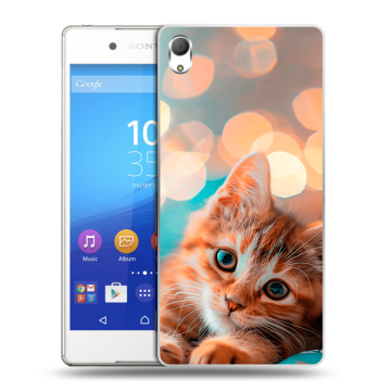 Пластиковый чехол на Sony Xperia Z3+ с принтом котик