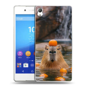 Пластиковый чехол на Sony Xperia Z3+ с принтом Капибара с апельсином Пластиковый чехол на Sony Xperia Z3+ с принтом Капибара с апельсином