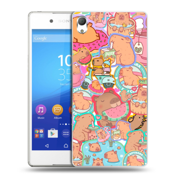 Пластиковый чехол на Sony Xperia Z3+ с принтом капибары Пластиковый чехол на Sony Xperia Z3+ с принтом капибары