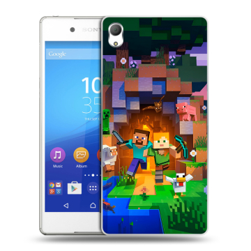 Пластиковый чехол на Sony Xperia Z3+ с принтом Майнкрафт Minecraft Пластиковый чехол на Sony Xperia Z3+ с принтом Майнкрафт Minecraft