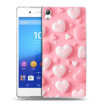 Пластиковый чехол на Sony Xperia Z3+ с принтом Сердечки