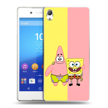 Пластиковый чехол на Sony Xperia Z3+ с принтом Спанч боб Спанчбоб