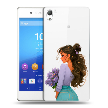 Пластиковый чехол на Sony Xperia Z3+ с принтом девушка цветы Пластиковый чехол на Sony Xperia Z3+ с принтом девушка цветы