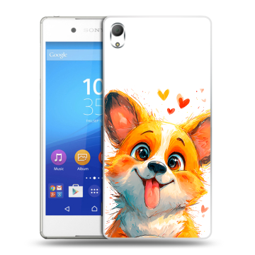 Пластиковый чехол на Sony Xperia Z3+ с принтом корги