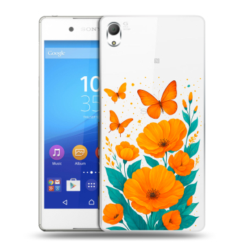 Пластиковый чехол на Sony Xperia Z3+ с принтом цветы бабочки Пластиковый чехол на Sony Xperia Z3+ с принтом цветы бабочки