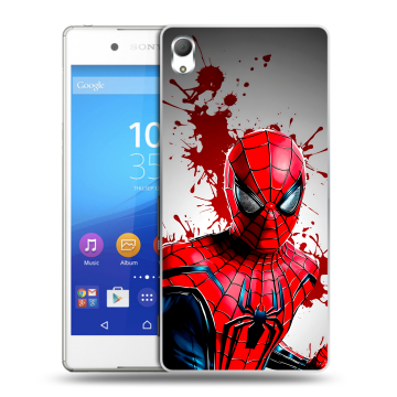 Пластиковый чехол на Sony Xperia Z3+ с принтом Spiderman Человек паук