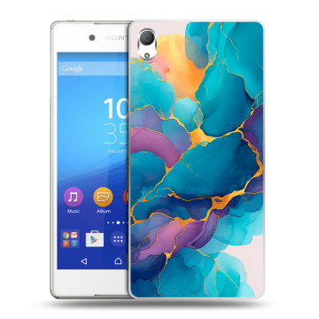 Пластиковый чехол на Sony Xperia Z3+ с принтом Мрамор блестки Пластиковый чехол на Sony Xperia Z3+ с принтом Мрамор блестки