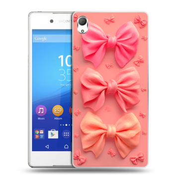 Пластиковый чехол на Sony Xperia Z3+ с принтом Розовые бантики