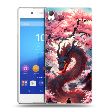 Пластиковый чехол на Sony Xperia Z3+ с принтом Дракон Японский