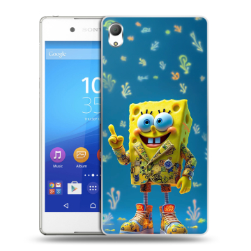 Пластиковый чехол на Sony Xperia Z3+ с принтом Спанч боб Спанчбоб