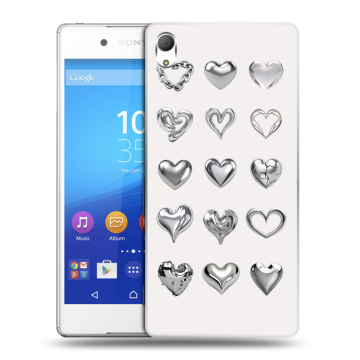 Пластиковый чехол на Sony Xperia Z3+ с принтом Y2K сердечки