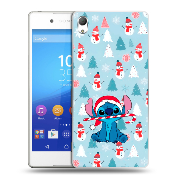 Пластиковый чехол на Sony Xperia Z3+ с принтом Стич Новый год Пластиковый чехол на Sony Xperia Z3+ с принтом Стич Новый год