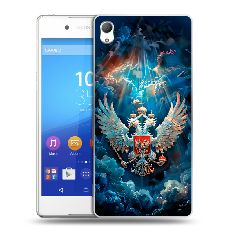 Пластиковый чехол на Sony Xperia Z3+ с принтом Герб флаг России Пластиковый чехол на Sony Xperia Z3+ с принтом Герб флаг России