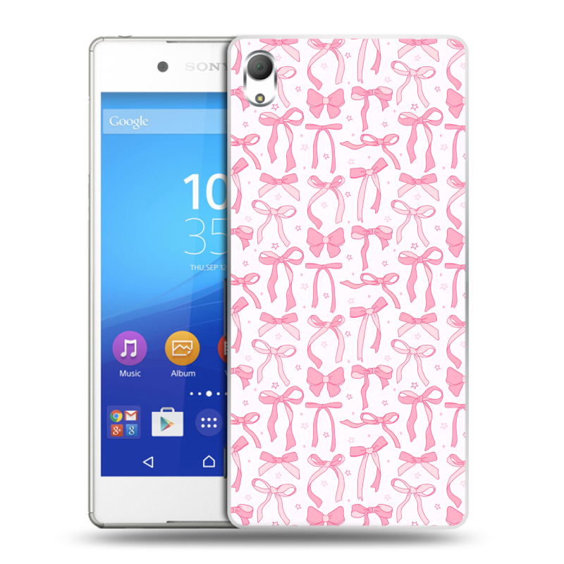 Пластиковый чехол на Sony Xperia Z3+ с принтом Розовые бантики Пластиковый чехол на Sony Xperia Z3+ с принтом Розовые бантики