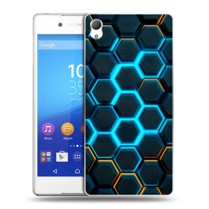 Пластиковый чехол на Sony Xperia Z3+ с принтом Неоновые соты Пластиковый чехол на Sony Xperia Z3+ с принтом Неоновые соты