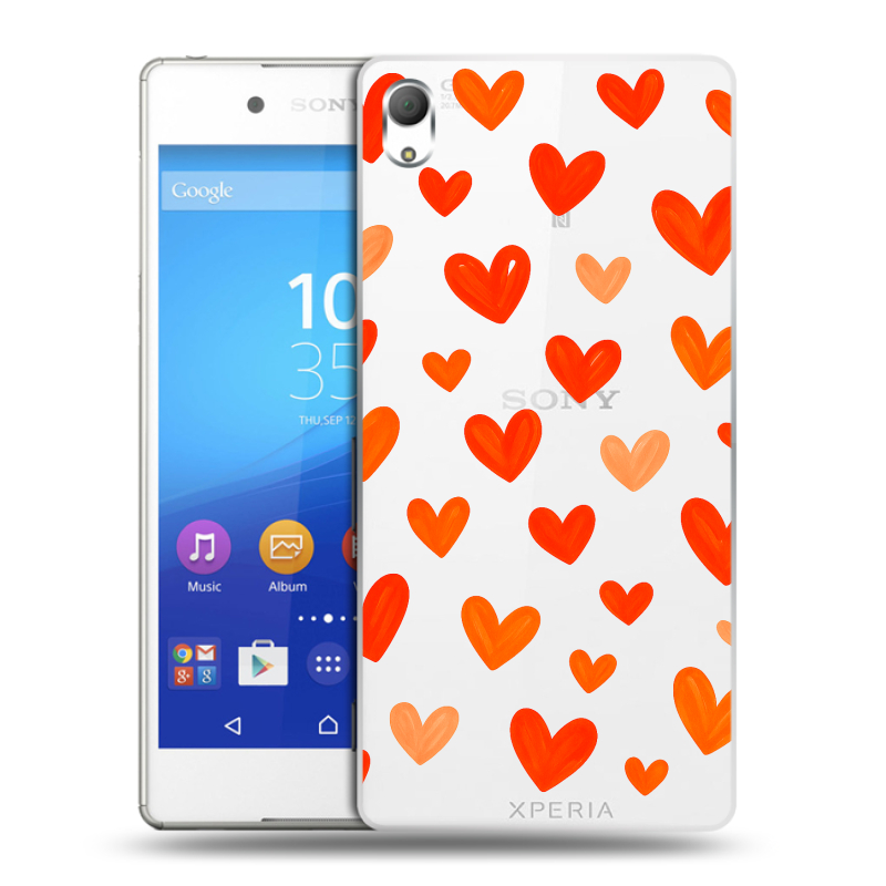 Пластиковый чехол на Sony Xperia Z3+ с принтом Сердечки Пластиковый чехол на Sony Xperia Z3+ с принтом Сердечки