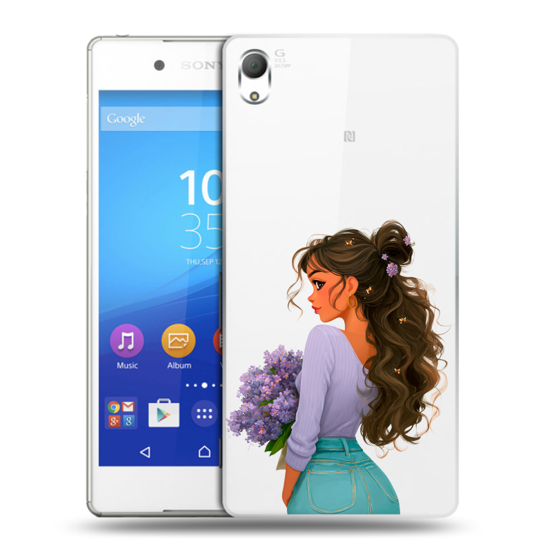 Пластиковый чехол на Sony Xperia Z3+ с принтом девушка цветы Пластиковый чехол на Sony Xperia Z3+ с принтом девушка цветы