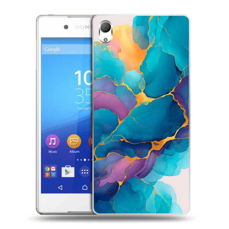 Пластиковый чехол на Sony Xperia Z3+ с принтом Мрамор блестки Пластиковый чехол на Sony Xperia Z3+ с принтом Мрамор блестки