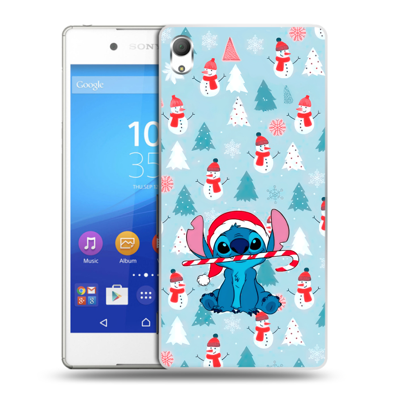 Пластиковый чехол на Sony Xperia Z3+ с принтом Стич Новый год Пластиковый чехол на Sony Xperia Z3+ с принтом Стич Новый год