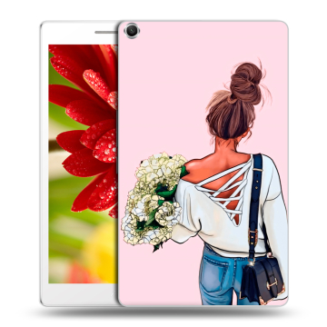 Силиконовый чехол на планшета ASUS ZenPad 8 с принтом Девушка и букет