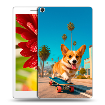 Силиконовый чехол на ASUS ZenPad 8 с принтом Корги на скейте