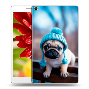 Силиконовый чехол на ASUS ZenPad 8 с принтом Мопс в шапке