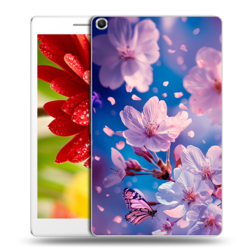 Силиконовый чехол на ASUS ZenPad 8 с принтом цветы бабочки