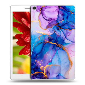 Силиконовый чехол на ASUS ZenPad 8 с принтом синий мрамор