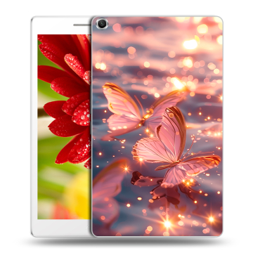 Силиконовый чехол на ASUS ZenPad 8 с принтом бабочки розовые