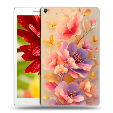 Силиконовый чехол на ASUS ZenPad 8 с принтом Цветы и бабочки