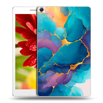 Силиконовый чехол на ASUS ZenPad 8 с принтом Мрамор блестки